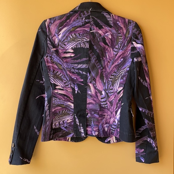 Just Cavalli Feather Print Denim Jacket - Picture 9 of 12